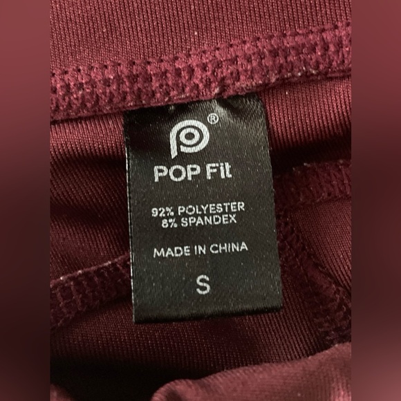 POPFLEX Maroon Crisscross Mesh Leggings Size Small - Picture 3 of 4